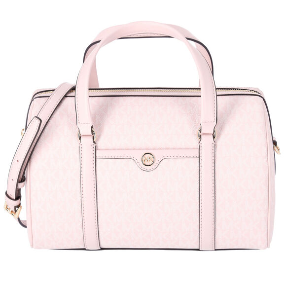 Michael Kors Medium Duffle Bag Satchel Light Powder Blush Pink MK Signature - Picture 1 of 6